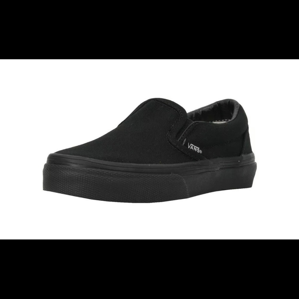 Vans Boys Girl All Black Classic Slip-On Shoes Kids Youth Canvas Size 1